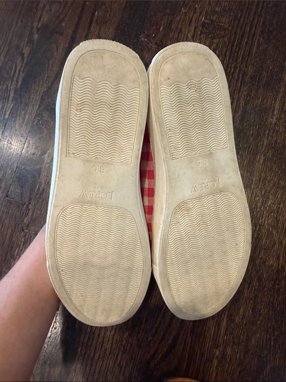 J. Crew Pink and White Gingham Canvas Sneakers